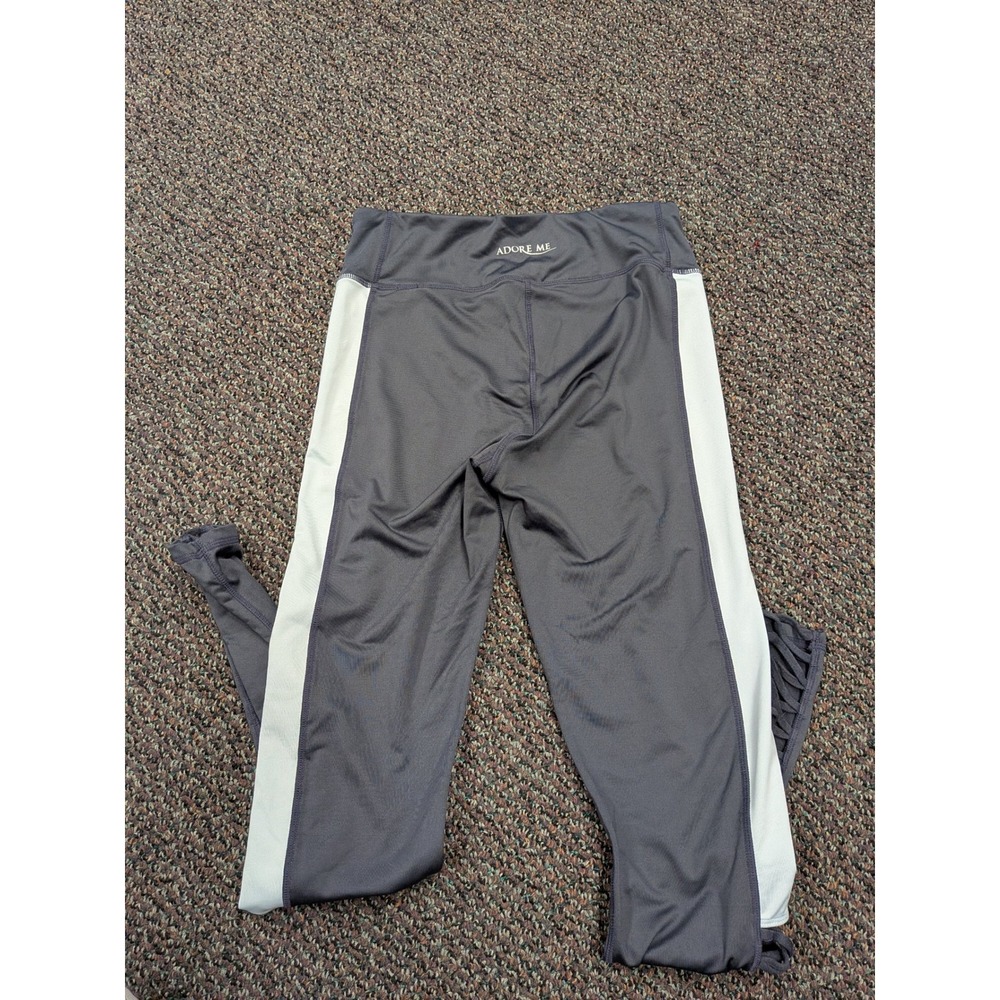 Adore Me Womens Gray Activewear Leggings Lattice Strappy Ankle Size M